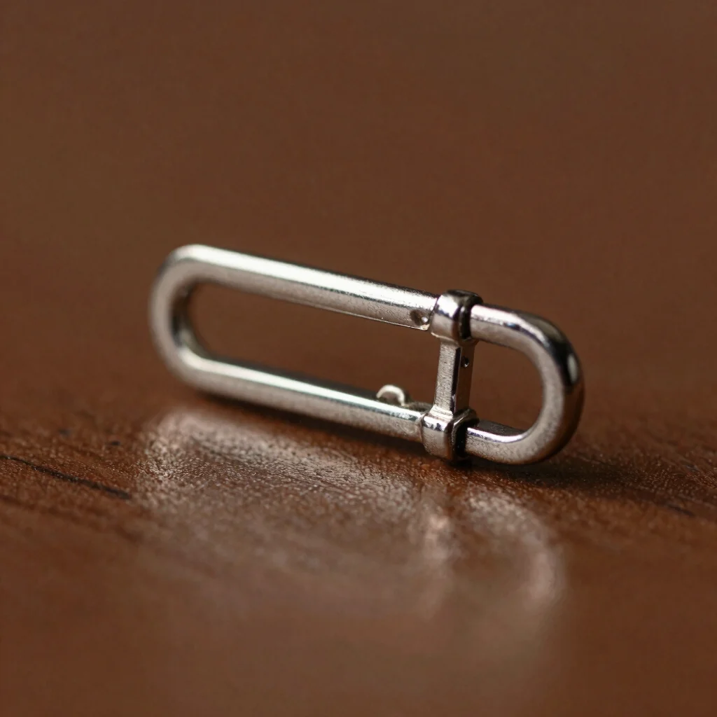 Macro photograph of an artificial jewelry clasp, soft directional studio light, controlled reflections, 85mm lens, close